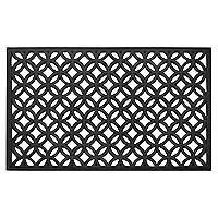 Wrought Iron Rubber Door Mat, Diamond - 18 Inch Width, 30 Inch Length - Durable, Easy to Clean & Decorative Outdoor Welcome Mats - Heavy Duty for All Weather - Doormat Traps Dirt, Debris, & Mud