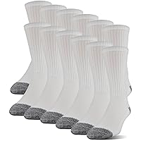Gildan Men's Polyester Half Cushion Crew Socks, 12-Pairs