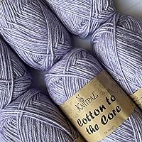 KnitPal Cotton to The Core, DK Hand Knitting and Crocheting Cotton Blend Heather Yarn with Halo, Washcloth -Blankets, (Free Patterns), 6 skeins, 852 yards/300 Grams, DK #3 (Lavender Purple)