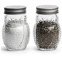 Circleware Elegant Owl Shaped Glass Mason Salt and Pepper Shakers with Metal Lids, Perfect for Himalayan Seasoning Herbs Spices, 2-Piece Set