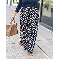 The Drop Women's Navy Floral Print Wide Leg Pants by @caralynmirand