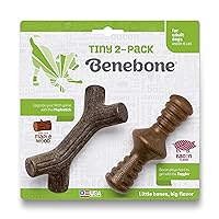 Benebone 2-Pack Maplestick/Zaggler Durable Dog Chew Toys, Real Bacon, Real Maplewood, Made in USA, Tiny, Extra Small, Brown