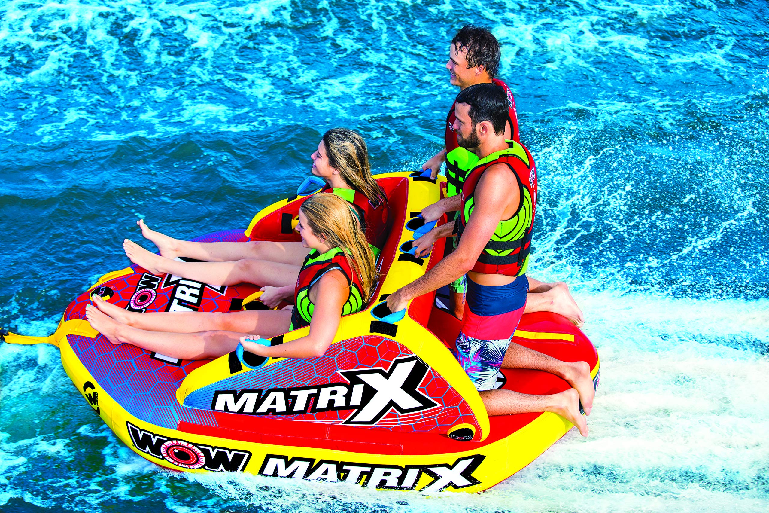 WOW World of Watersports Towable Matrix 1 2 3 or 4 Person Inflatable Towable Deck Tube for Boating, 20-1060