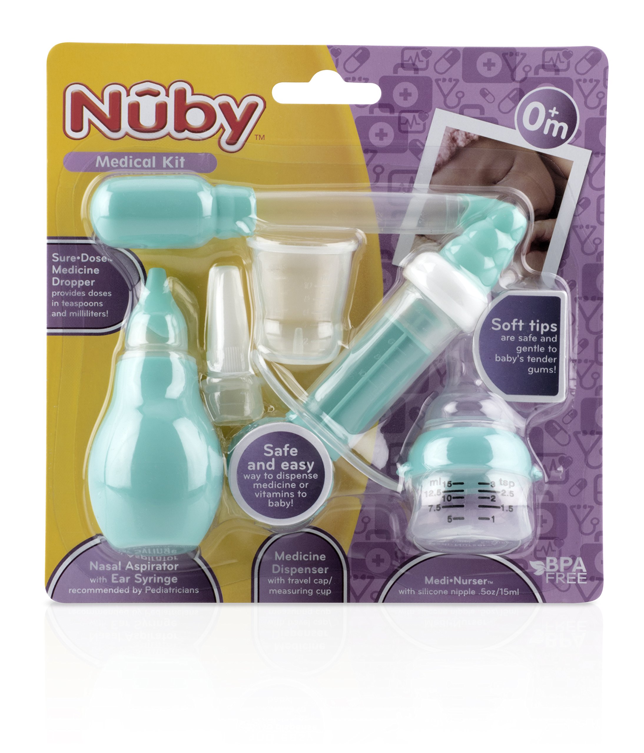 Nuby Small 6-Piece Medical Kit for Healthy Baby, Infant, Child, Nursery Care, Colors May Vary