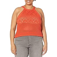 7 For All Mankind Women's Crochet Front Tank Denim Tiger Lily