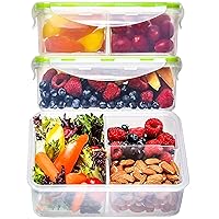 Bento Box Lunch Containers for Adults & Kids (3 Pack, 39 oz) - Lunch Box Meal Prep Containers with Lids - Microwave, Freezer & Dishwasher Safe, Leakproof Reusable Food Prep Containers, 3 Compartments