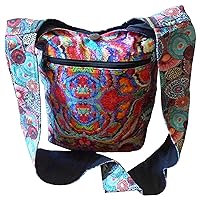 Natural Flow Cotton Shoulder Bag with Floral Abstract Print