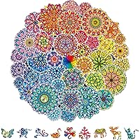 Mandala Flowers Wooden Puzzle for Adults - 200 Pieces, Unique Design, Gift for Teens and Adults - Liberty Jigsaw Puzzles Wood for Adult Players