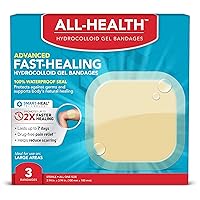 All Health Advanced Fast Healing Hydrocolloid Gel Bandages, Extra Large Wound Dressing, 3 ct | 2X Faster Healing for First Aid Blisters or Wound Care