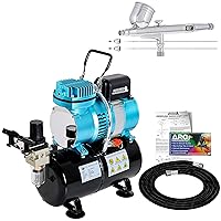 Master Airbrush Cool Runner II Dual Fan Air Storage Tank Compressor System Kit with G233 Gravity Feed Dual-Action Airbrush Pro Set, 0.2 0.3 0.5 mm Tips - Hose, Holder, How-To Guide - Hobby, Auto, Cake