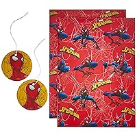 Birthday Gift Wrapping Paper Boys - Wrapping Paper Sheets for Kids, Wrapping Paper Birthday, Spiderman Wrapping Paper; for Boys Gift, Spiderman Gifts - 2 Sheets & 2 Tags