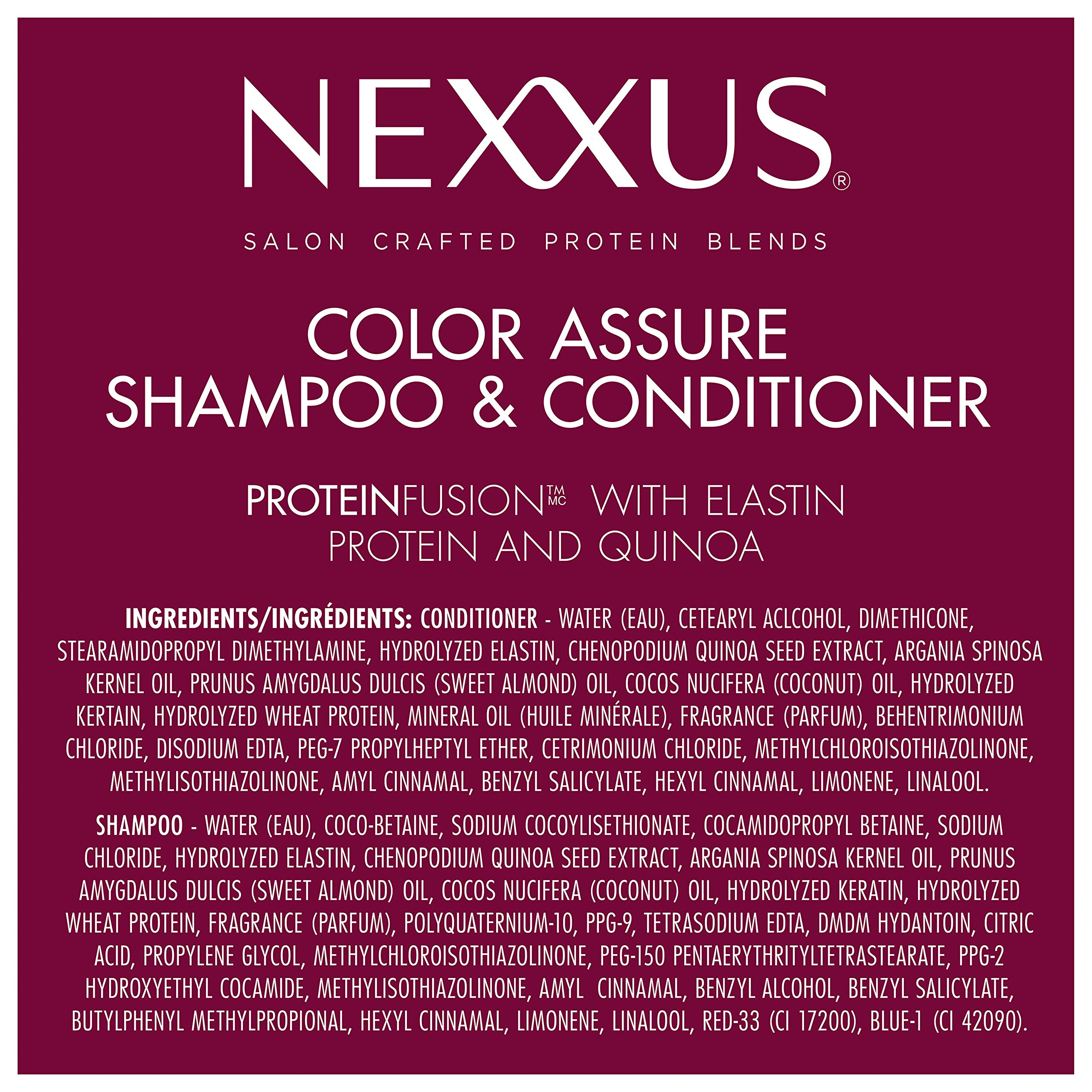 Nexxus Color Assure Shampoo and Conditioner Color Assure 2 Count for Color Treated Hair Enhance Color Vibrancy for Up to 40 Washes 33.8 oz (Pack of 2)