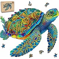 Wooden Puzzles, Sea Turtle Jigsaw Puzzles 200 Pieces, Unique Shaped Wooden Puzzle for Adults and Kids, Ghristmas Gift Family Game 9.2 x 11.2 Inch