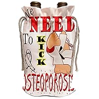 3dRose Blonde Designs Kick The Causes For Support - Kick Osteoporosis - Wine Bag (wbg_202746_1)