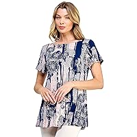 Jostar Women's Print T Shirts - Short Sleeve Boat Neck Casual Soft Printed Summer Top