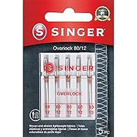 SINGER 2151 Universal Regular Point Overlock Machine Needles for Woven Fabric, Size 80/12, 3-Count