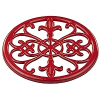 Home Basics (Red) Cast Iron Fleur De Lis Trivet Tr44392, 7.9