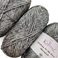 Cotton to The Core Medium #4 Worsted Weight Extra Soft Baby Natural Cotton Mix Yarn for Knitting Crocheting Blankets, Bulk Size 3 Skeins, 654yds/300g (Pitch Black)