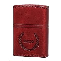 [Zippo] zippo-raita- Oil Lighter Zippo Logo Leather Wrap Around Genuine Leather Handsewn zipporogo Damage Red Red Rd – 7 Zippo