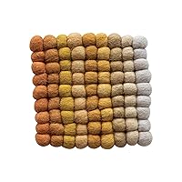 Creative Co-Op Handmade Wool Felt Ball Square Trivet,Yellow, Orange and Cream