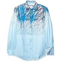 Azaro Uomo Men's Long Sleeve Dress Shirt Gradient Casual Button Down Fitted