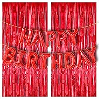 KatchOn, Shiny Feet Red Streamers, XtraLarge 6.4x8 - Pack of 2 | Red Happy Birthday Balloon Banner - 16 Inch for Casino Theme Party Decorations and Red Birthday Decorations for Men