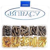 RUBYCA 110 Sets Large Metal Screwback Studs and Spikes Bronze Gold Container Box Leathercraft Kit