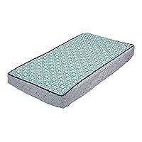 Bacati Noah Tribal Quilted Top Cotton Percale with Polyester Batting Diaper Changing Pad Cover, Mint/Navy Dot/Cross (TRDCMNACPC)