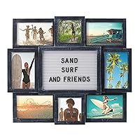 Customizable Letterboard 8-Opening Photo Collage, 19 x 17 inch,Distressed Black
