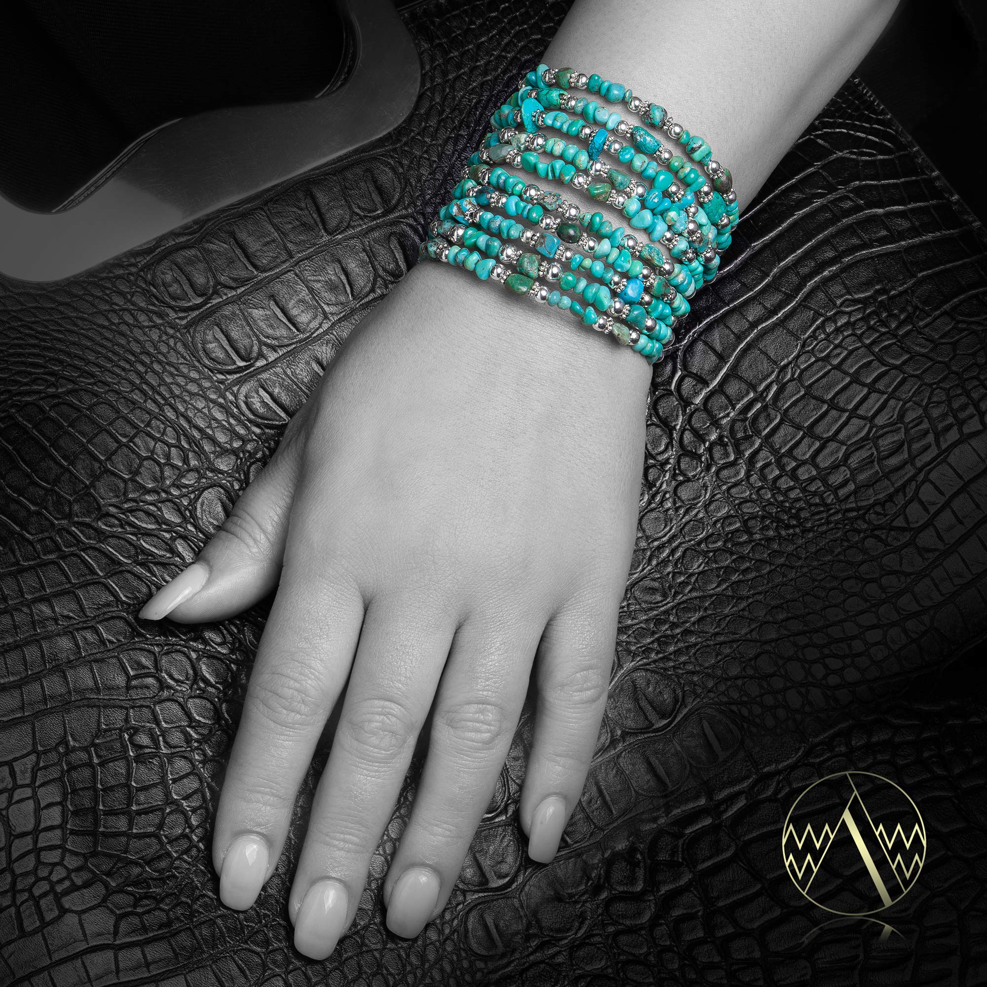 $80Tag Certified Navajo Native Natural Turquoise Adjustable Wrap Bracelet 12732-14 Made By Loma Siiva