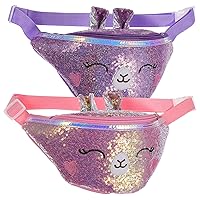 BESTOYARD 2 Pcs sequin belt bag bumbags for ladies kids bumbags girls bumbags waist bag women sequin bag belts bag for women waist bag for kids Fashion Shoulder Bags child pu leather