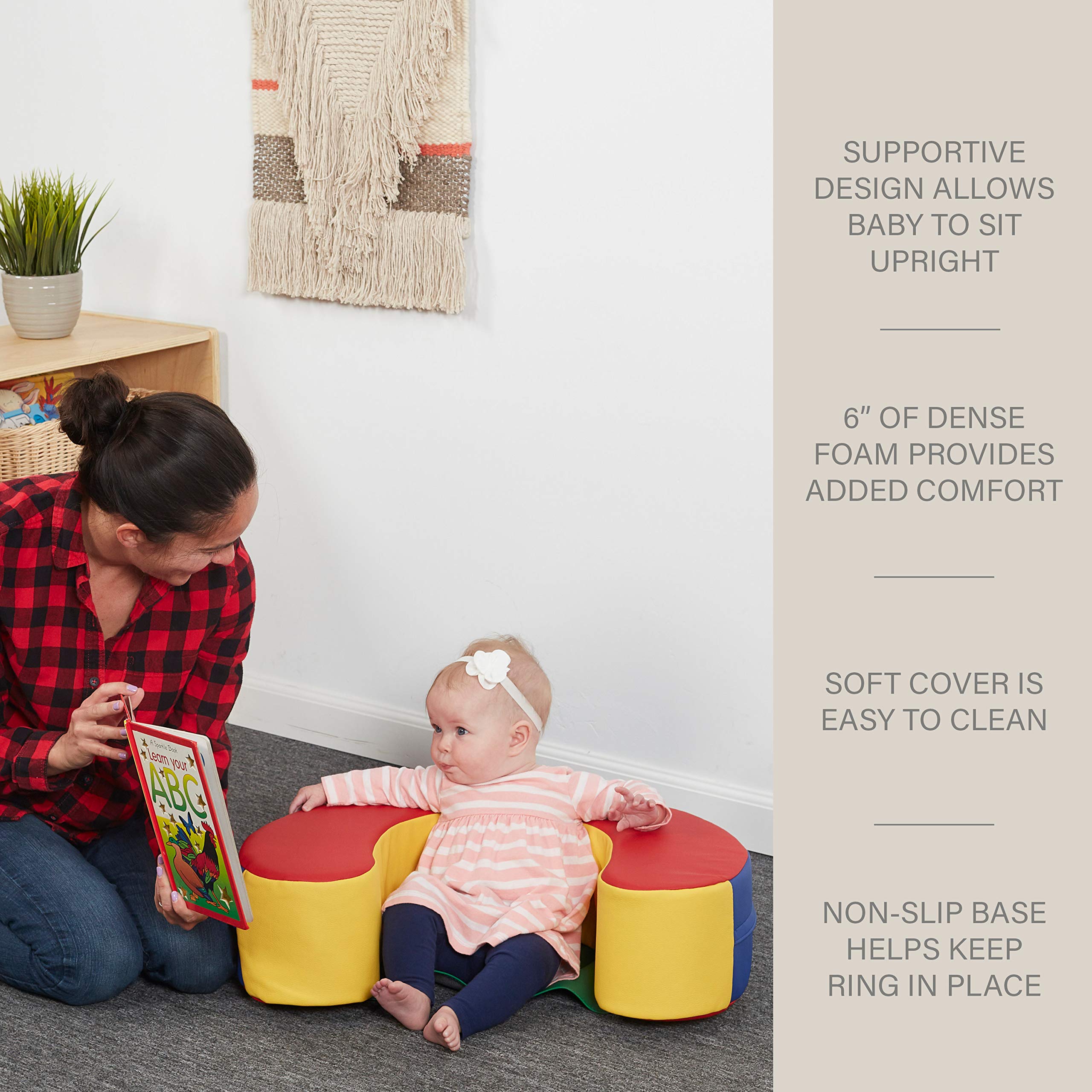 Factory Direct Partners 10423-AS SoftScape Sit and Support Ring for Babies and Infants, Soft Cushioned Foam Floor Seat with Non-Slip Bottom for Nursey, Playroom, Daycare - Assorted