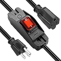 3 Prong Outdoor Extension Cord with Waterproof Switch,1875W 14AWG SJTW Heavy Duty Extension Cord with Red Led On Off Switch,15A 125V Grounded Outlets Plugs for Appliances[6.6FT,Black]