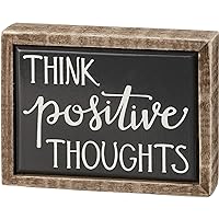 Primitives by Kathy Think Positive Thoughts Box Sign Mini,Black