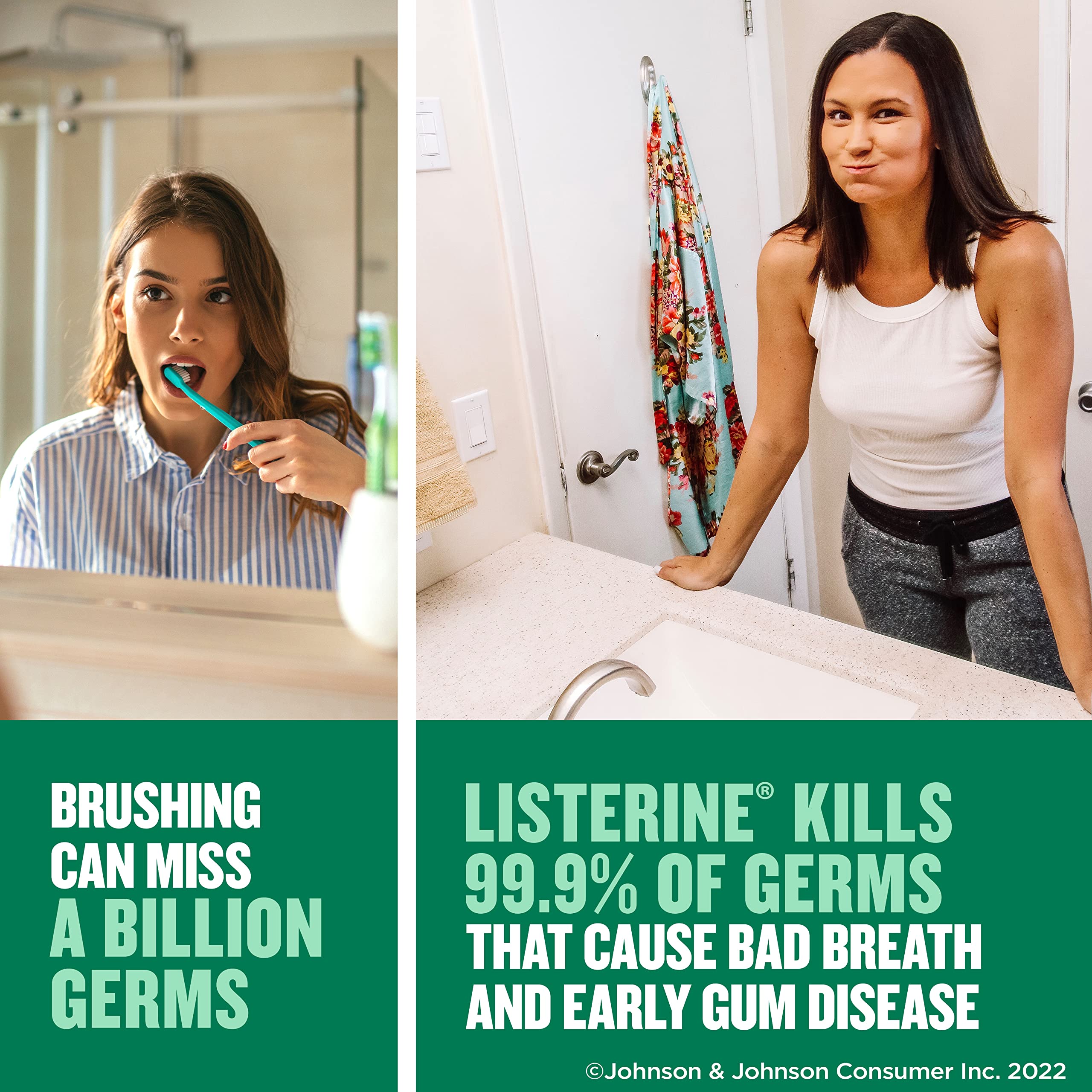Listerine Freshburst Antiseptic Mouthwash for Bad Breath, Kills 99% of Germs That Cause Bad Breath & Fight Plaque & Gingivitis, ADA Accepted Mouthwash, Spearmint, 8.5 Fl. Oz (250 mL)
