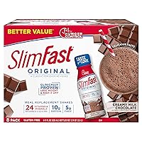 SlimFast Meal Replacement Shake, Original Creamy Milk Chocolate, 10g of Ready to Drink Protein for Weight Loss, 11 Fl. Oz Bottle, 8 Count