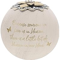 Pavilion Gift Company Round 5 Inch Tealight Candle Holder Because Someone We Love, Little Bit of Heaven in Our Home, 5.5 Inch, Gold