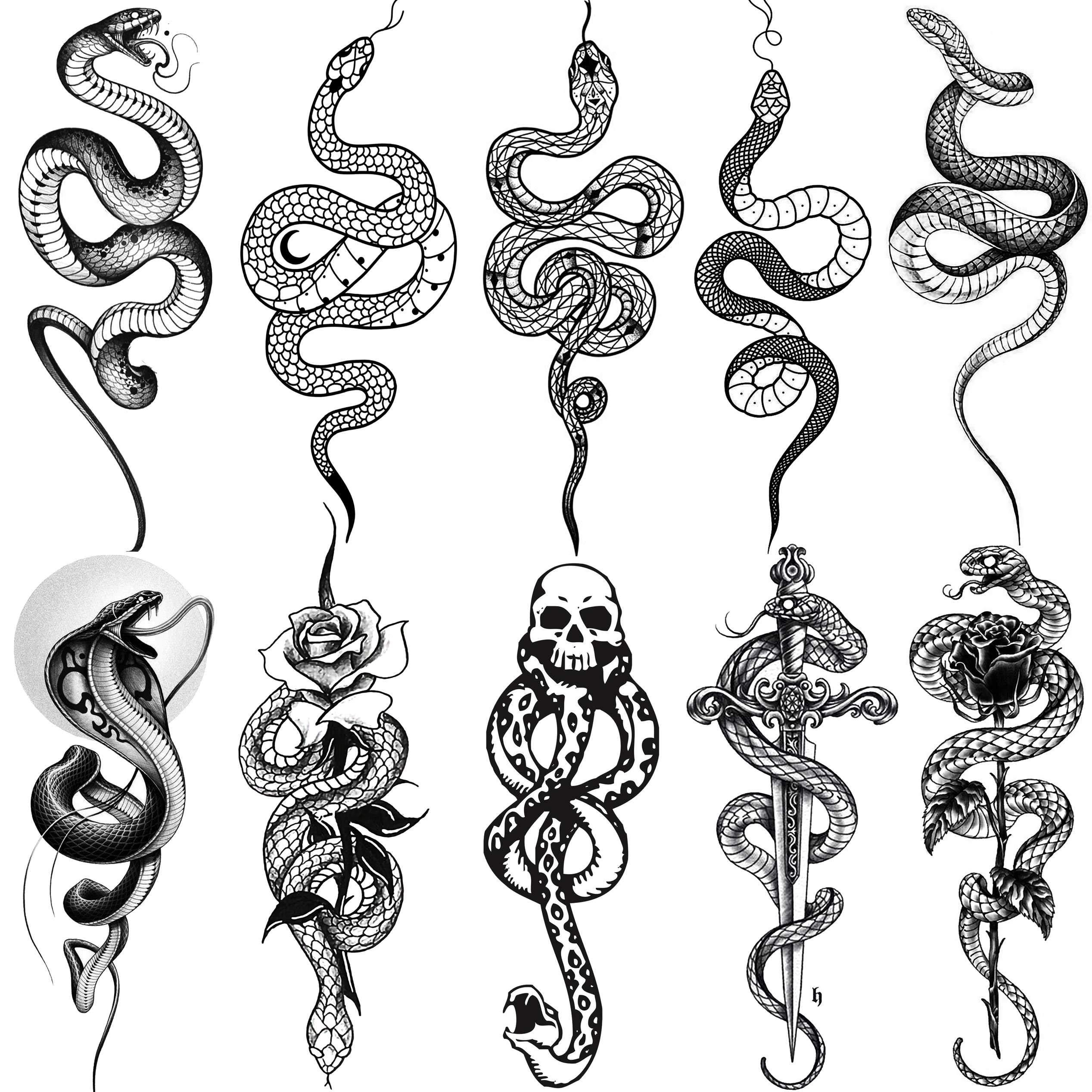 Mua 10 Sheets Geweir Realistic Snake Temporary Tattoos For Women Men Adults  Arm, Sexy 3D Tribal Serpent Tattoos Temporary, Kids Fake Tattoos Black  mamba Viper Design Tatoo Rose Flower Forearm Swords trên