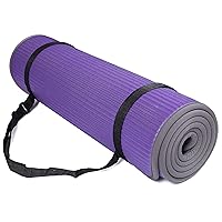 Signature Fitness All-Purpose 2/5-Inch (10mm) Extra Thick High Density Anti-Slip Exercise Pilates Yoga Mat with Carrying Strap, Multiple Colors