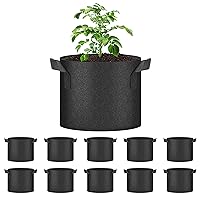 Plant Grow Bags 5 Gallon, Tomoato Planter Pots 10-Pack with Handles, Aeration Nonwoven Fabric, Heavy Duty Gardening Planter for Vegetable, Herbs and Flowers, Black