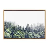 Kate and Laurel Sylvie Lush Green Forest on a Foggy Day Framed Canvas Wall Art by The Creative Bunch Studio, 23x33 Natural, Decorative Landscape Art for Wall