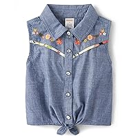 Gymboree Baby Girls' and Toddler Embroidered Graphic Sleeveless T-Shirts