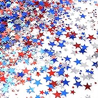 Red Blue White Twinkle Stars Table Confetti 4th of July Independence National Day American Theme Presidents Birthday Patriotic Party Foil Sequins Sprinkles Confetti Decorations, 60g