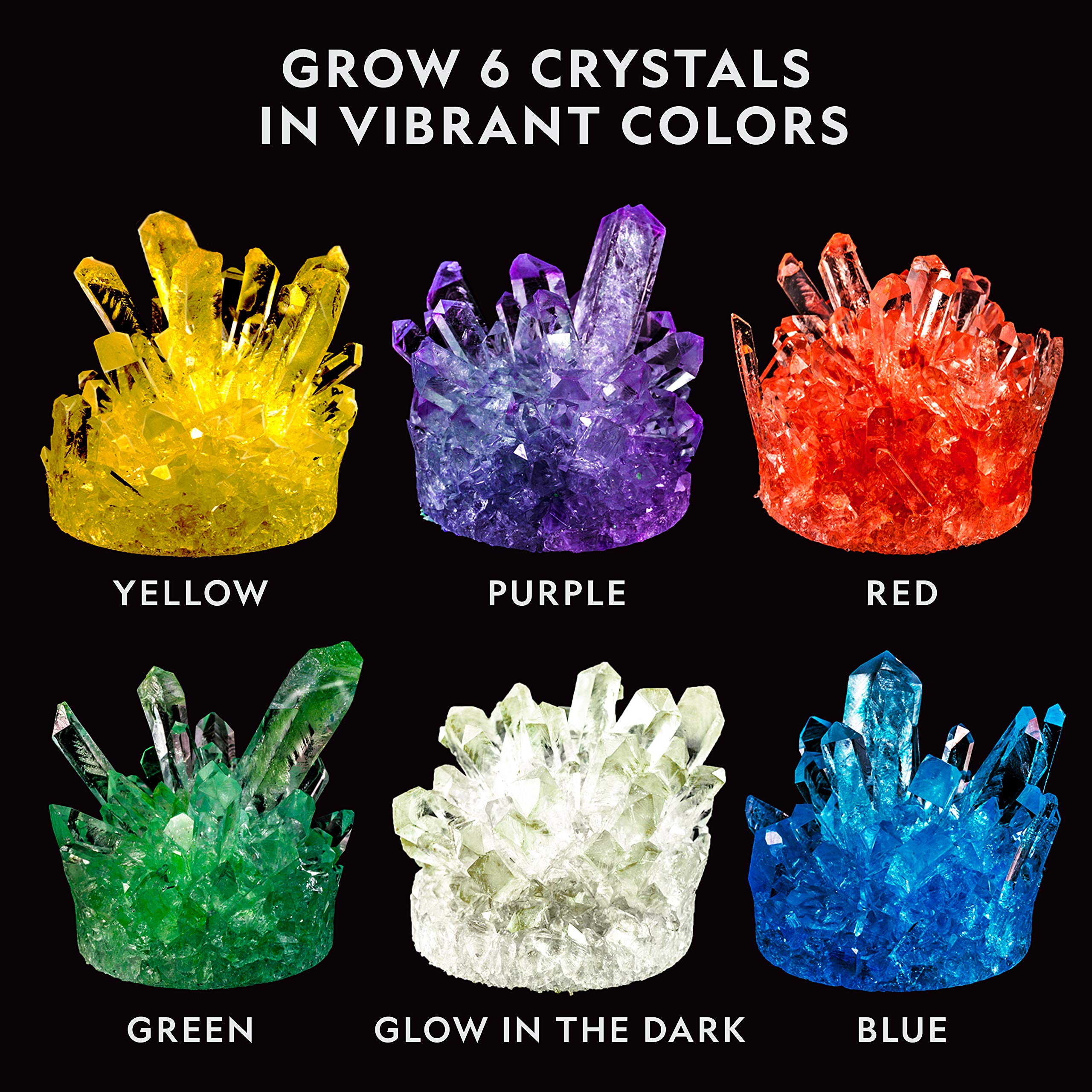 NATIONAL GEOGRAPHIC Mega Crystal Growing Kit for Kids – Grow 6 Vibrant Crystals Fast (3-4 Days), with Light-Up Display Stand and Real Gemstones, Crystal Making Science Kit (Amazon Exclusive)