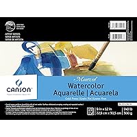Canson Artist Series Montval Watercolor Paper, Fold Over Block, 9x12 inches, 15 Sheets (140lb/300g) - Artist Paper for Adults and Students - Watercolors, Mixed Media, Markers and Art Journaling