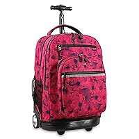 J World New York Sundance Rolling Backpack Girl Boy Roller Bookbag, Bellis, 20 Inch