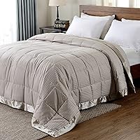 downluxe King Size Blanket with Satin Trim, Lightweight Down Alternative King Blanket for All Season, Machine Washable (Sand, 90x108 Inch)
