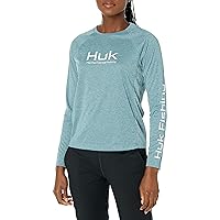 HUK Women's Pursuit Heather Crew Sleeve, Performance Shirt