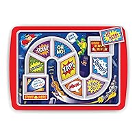DINNER WINNER, Super Hero Kid's Dinner Tray - Award Winning - Picky Eater Solutions for Kids and Toddlers - Fun Mealtime - Divided Sections - Interactive Design - Dishwasher Safe