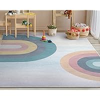 Well Woven Kids Rugs Kaleidoscope Rainbow 5' x 7' Multi Color Pastel Modern Flat-Weave Area Rug